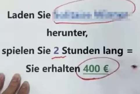 400 Euro für zwei Stunden spielen verspricht diese App.