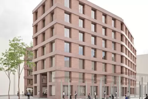 Entwurf des neuen Bürogebäudes am Berliner Platz.