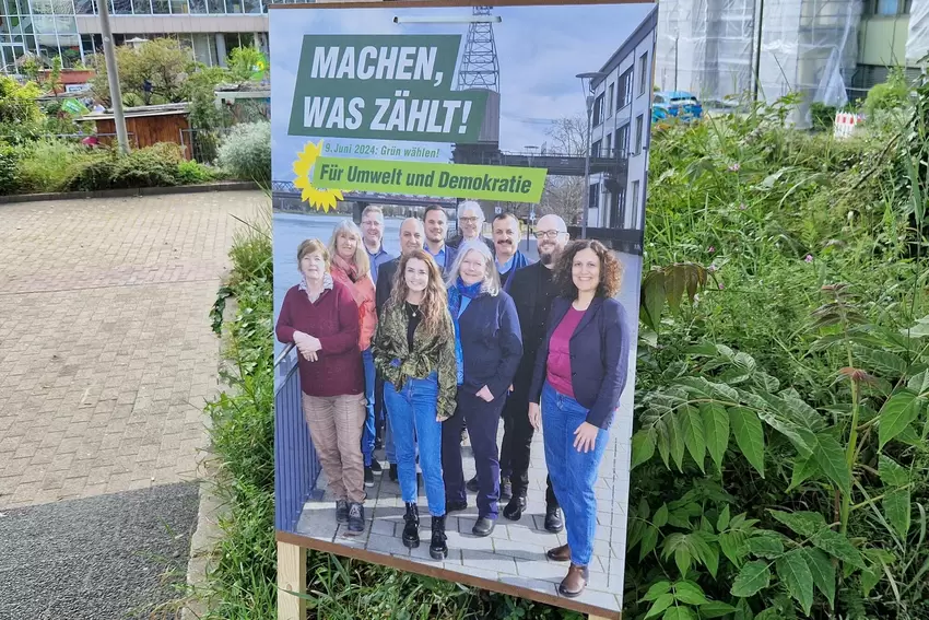 Grünen-Plakat in der Innenstadt.