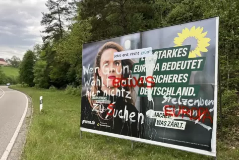 In Stelzenberg wurden Wahlplakate der Grünen verschandelt. 