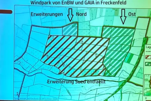 Die Flächen für die geplante Erweiterung des Windparks Freckenfeld. 