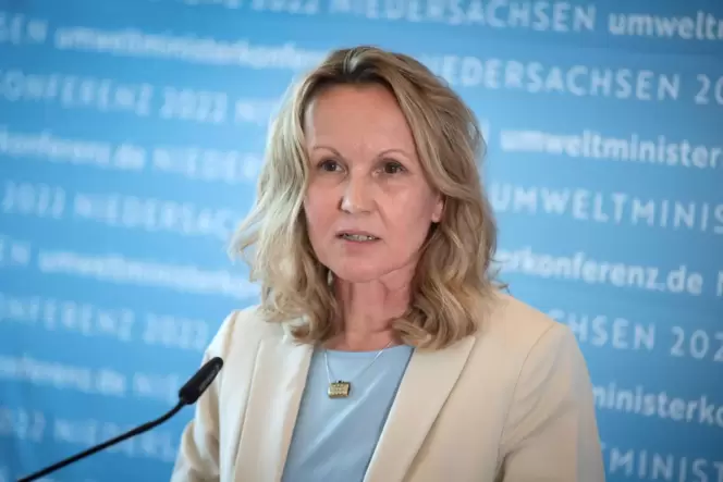 Steffi Lemke (Bündnis 90/Die Grünen), Bundesumweltministerin, bei einer Umweltministerkonferenz in Niedersachsen.