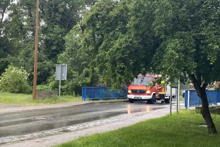 Alle vier Stunden kontrolliert die Feuerwehr die Situation bei der Br&uuml;cke.