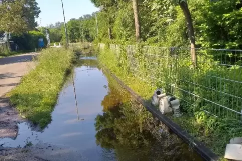 Weil die Pumpen das Wasser fern halten, sind die Bilder aus Wörth undramatisch: Hier die Hagenbacher Straße in Höhe des evakuier