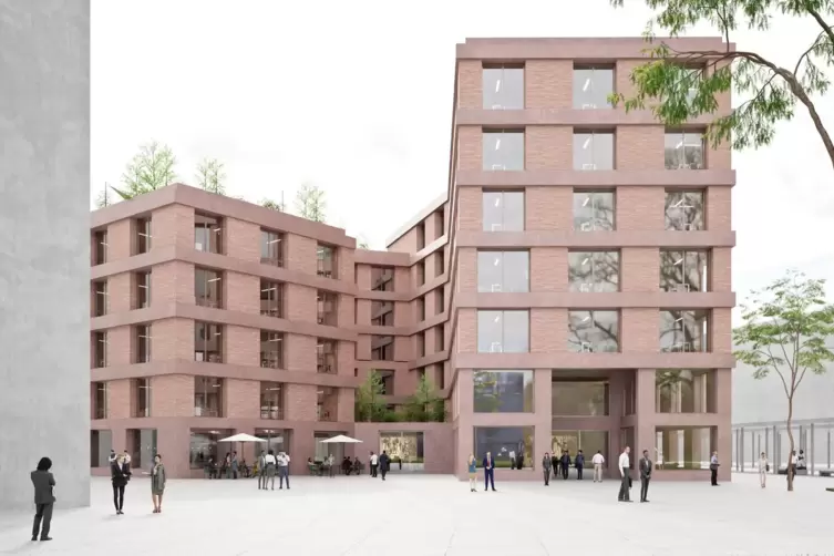 So sieht der Entwurf f&uuml;r das B&uuml;ro- und Gesch&auml;ftshaus am Berliner Platz aus. 