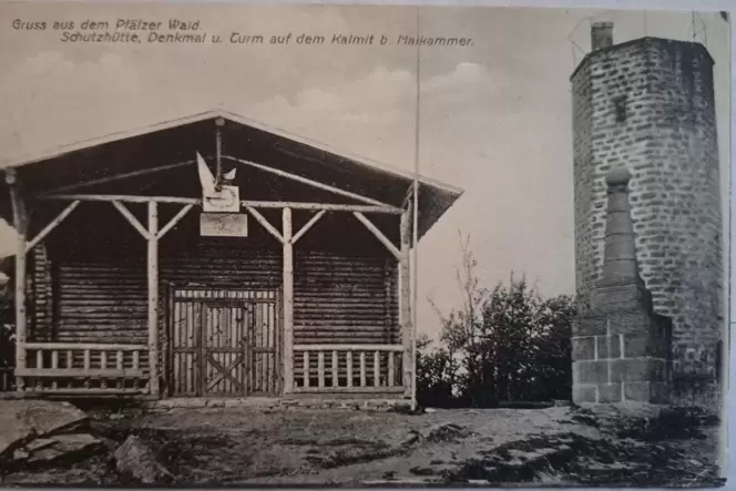 Die Ansichtskarte aus dem Jahre 1913 zeigt das erste Kalmithaus, den damaligen Turm (Vorgänger zum heutigen Turm aus dem Jahre