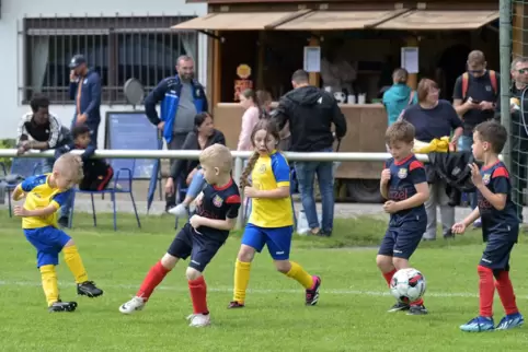 Die Jüngsten am Ball: FV Hanhofen (gelb) gegen JSG Römerberg.