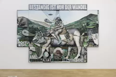„Beständig ist nur der Wandel“: Mischtechnik des Pfälzer Malerjungstars Dominik Schmitt. „Beständig ist nur der Wandel“: Mischtechnik des Pfälzer Malerjungstars Dominik Schmitt.
