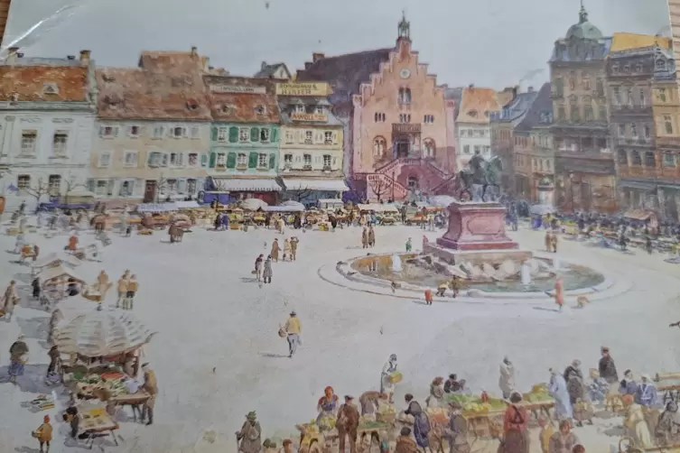 Postkarte von 1935 nach einem Aquarell von August Croissant (1870 - 1940). 