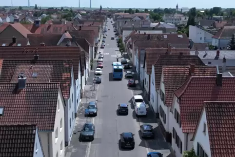 Blick auf die Essinger Straße in Offenbach.