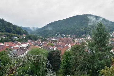Vom Wald umgeben: die Stadt Lambrecht. 