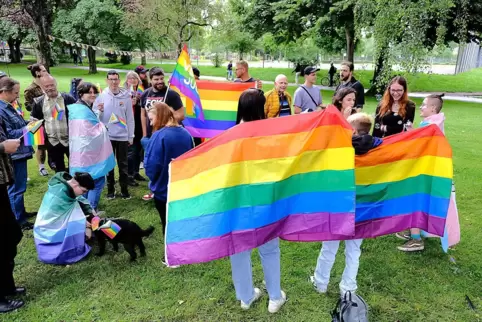 Erster Zweibrücker Pride Day auf der Wiese zwischen Allee und Awo-Heim: Rund 30 Personen unterhielten sich bei Musik. 
