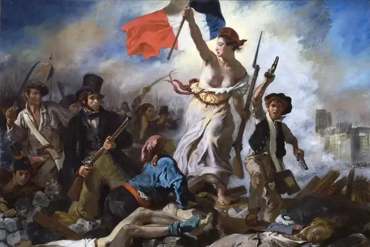 Wie sich die Bilder gleichen: Eug&egrave;ne Delacroix-Gem&auml;lde: &bdquo;Die Freiheit f&uuml;hrt das Volk&ldquo;, 1830. 