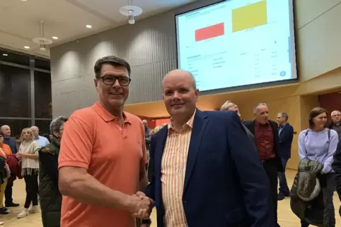 Peter Pfaff (CDU, links) soll als 1. Beigeordneter künftig Bürgermeister Steffen Weiß (FWG, rechts) vertreten.