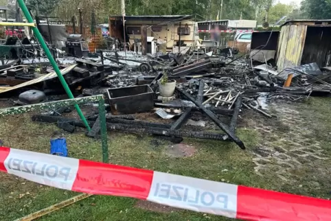 Der Brandort im Campinggebiet „Auf der Au“. 