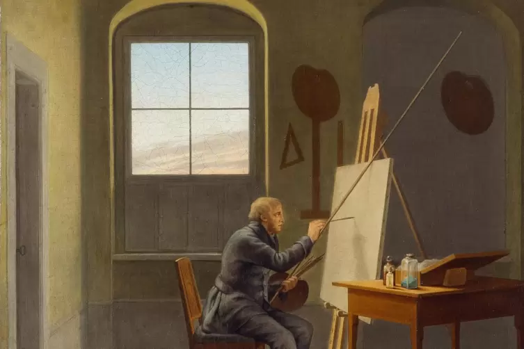 Die sch&ouml;nste und kargste Atelierszene gemalt von Georg Friedrich Kersting zeigt &bdquo;Caspar David Friedrich im Atelier III&ldquo; (1814 ?/
