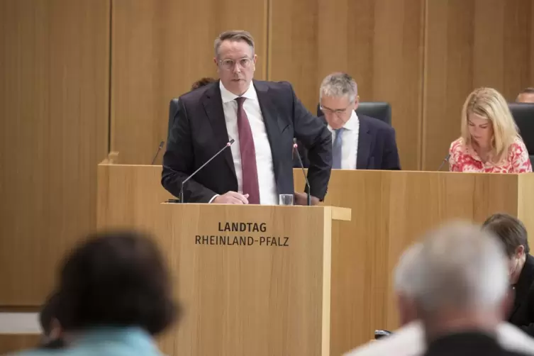 Ministerpr&auml;sident Alexander Schweitzer bei seiner ersten Regierungserkl&auml;rung im Landtag. 