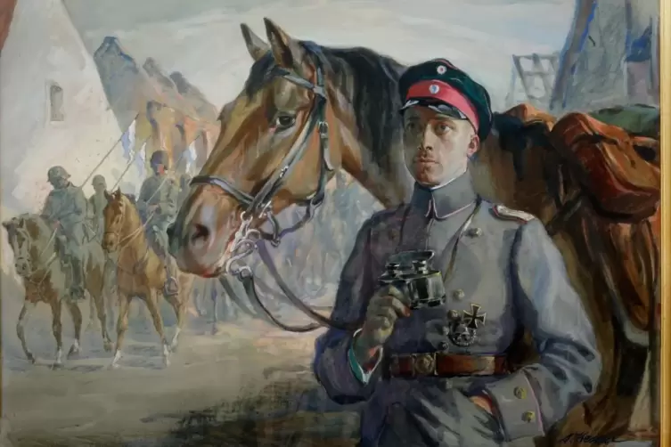 Gouache &bdquo;Ulanen-Offizier Braun&ldquo;, Russland 1917. 