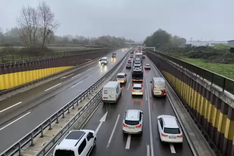 Wer derzeit über die Rheinbrücke nach Karlsruhe fahren will, muss sich auf Staus einstellen.