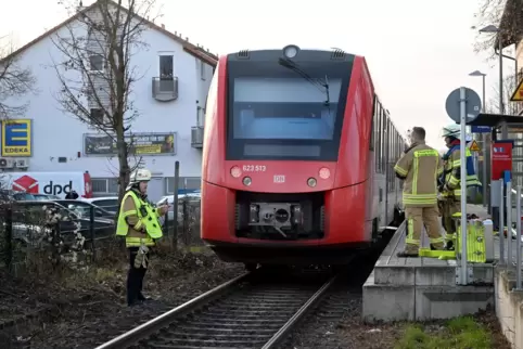 Die Regionalbahn 46 musste im Bahnhof Flomersheim wegen eines technischen Defekts die Fahrt unterbrechen. 