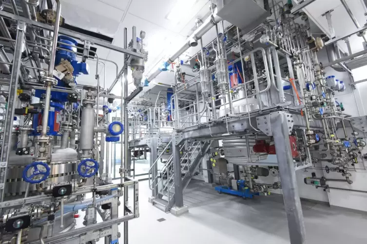 Röhrendickicht in Edelstahl: Im neuen BASF-Technikum sollen einmal bis zu 200 Anlagen Platz finden. 