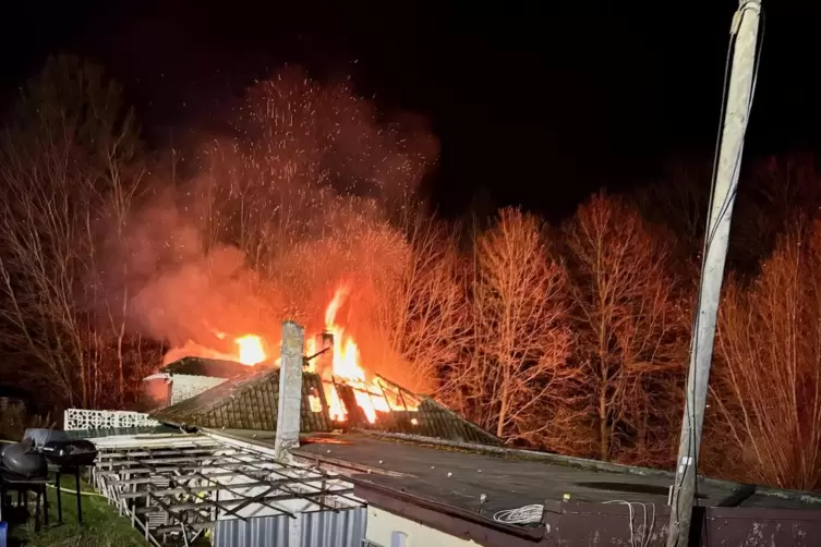 Der starke Wind fachte das Feuer immer wieder an. 