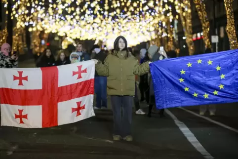 Georgien soll möglichst schnell der EU beitreten, fordern die Demonstranten.
