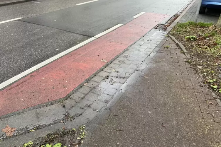 Lindenstra&szlig;e: Radwegmarkierung in Richtung Innenstadt. 