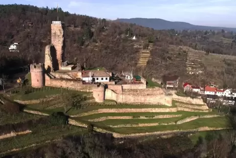 Bei der Betrachtung von der Seite wird klar: Die Wachtenburg ist viel größer, als sie von der Rheinebene aus gesehen wirkt.