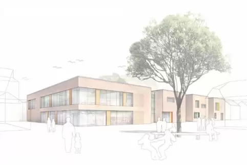 So könnte die Kita auf dem Kindercampus aussehen. Das Bild zeigte einen Entwurf der Architekten. 