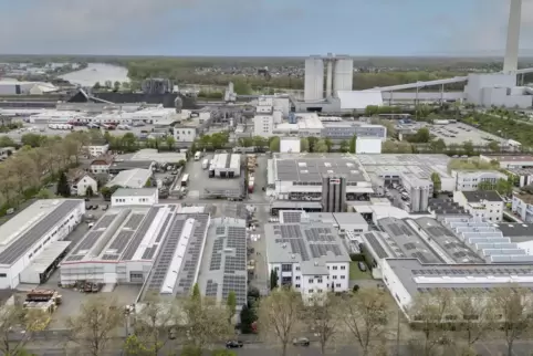 Blick auf den Standort im Süden Mannheims: Die Photovoltaikanlage zählt zu den größten in Mannheim.