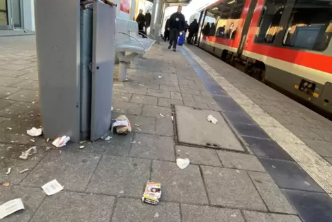 Nach erfolgter Reinigung geht es mit dem weggeworfenen Abfall rund um die Müllbehälter von Neuem los.