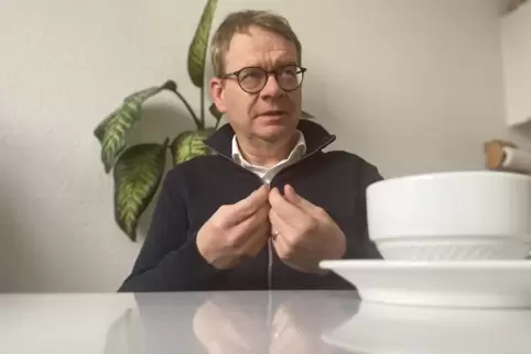 Thomas Gebhart beim Gespräch in der Redaktion Germersheim. 