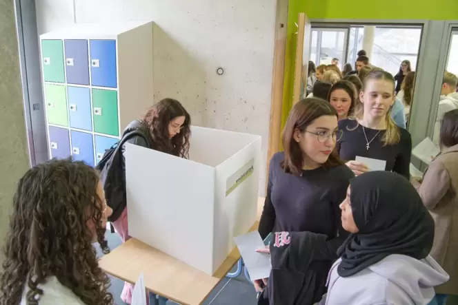 Die Schüler stimmten ab, wen sie wählen würden – einmal vor dem Wahlforum, einmal danach.