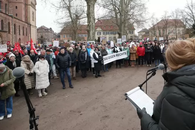 Kundgebung neben dem Dom: Redebeitrag des Bündnisses für Demokratie und Zivilcourage. Kundgebung neben dem Dom: Redebeitrag des Bündnisses für Demokratie und Zivilcourage.