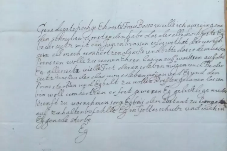 &bdquo;Lautern, den 4. Juli 1666&ldquo;: Marie Eleonore gratuliert einer Nichte ihrer Schwiegermutter zur Geburt eines Sohns.
