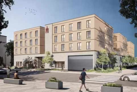Entwurf für die Aldi-Filiale mit Studentenwohnungen. 