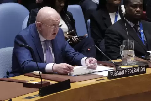 Russlands UN-Botschafter Wassili Nebensja im Sicherheitsrat. 