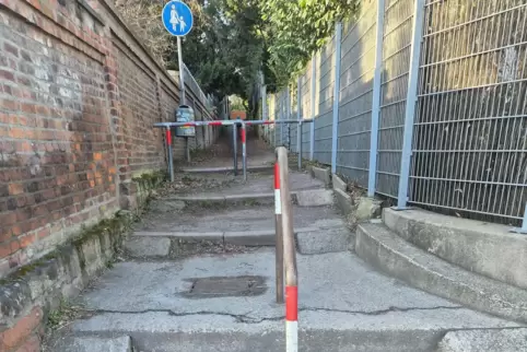 In schlechtem Zustand: Weg zwischen Landauer Straße und Rosensteiner Hang. In schlechtem Zustand: Weg zwischen Landauer Straße und Rosensteiner Hang.