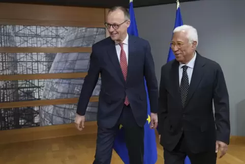 CDU-Chef Friedrich Merz und EU-Ratspräsident António Costa. 
