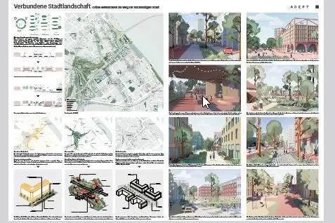 »Verbundene Stadtlandschaft«, erste Ideen und Skizzen.