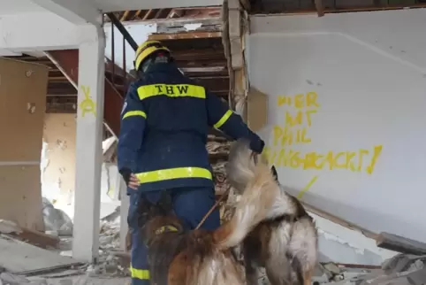 Auch Hunde waren im Einsatz. 