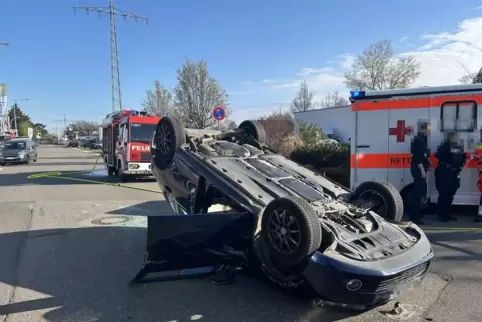 Das überschlagenen Auto in der Nachtweide.