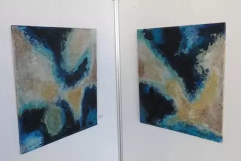 Sigrid Harmgart: „nur Blau“, Diptychon.
