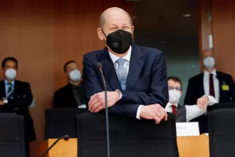 Im April 2021 als Zeuge geladen: Der damalige Bundesfinanzminister Olaf Scholz (SPD) in der Sitzung des Untersuchungsausschusses