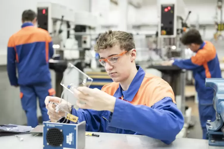 13 Schüler haben bei der BASF in die Bereiche Elektro und Metall hineingeschnuppert.