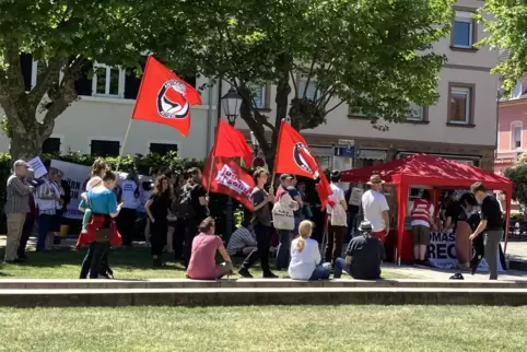40 bis 50 Teilnehmende kamen zur Demonstration auf dem Königsplatz.