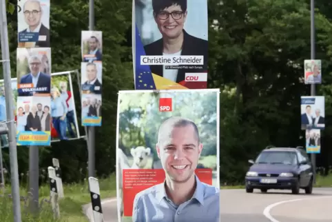 Kommunalwahl 2019 in Landau: Plakate – so weit das Auge reicht. 