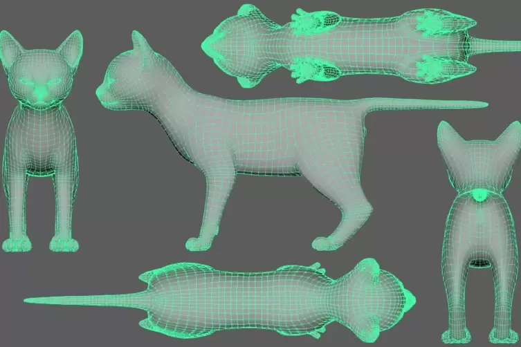 Das Animationsskelett benutzt Tilman Vogt, um Felinis Posen und Bewegungen zu animieren. 