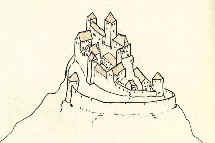 Die Gutenburg im Sp&auml;tmittelalter: Arndt Hartungs Aufbaustudie orientiert sich am Teilungsvertrag von 1427.